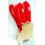 SHIRAZ Kitchen Premium Stainless Steel Knife  Scissors Set(RED) with Wooden Block-6 Pcs