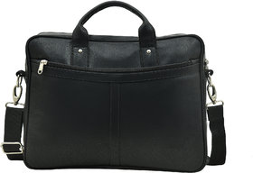 MATRICE laptop cum messenger bag with black faux vegan leather(NE-S-0790-Black)