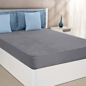 SLEEPSAFE Waterproof Terry Cotton Mattress Protector Bed Protector 60X72, Queen Size (Grey Color)