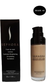 SEPHORA COLLECTION LIGHT FOUNDATION HYDRATANT BRIGHTENING  HYDRO SMOOTHENING HYALURONIC ACID 30ML SHADE -02 Foundation