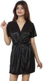 Nivcy Women Solid Nightwear Black (Small)