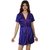 Nivcy Women Solid Nightwear Satin Blue (Small)