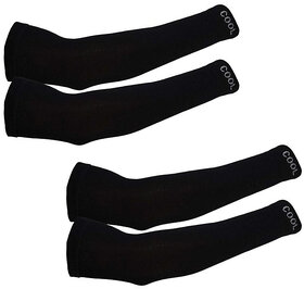 Antibacterial Arm Sleeves Multi-Purpose (Gym, Cricket, Football, Tennis, Basket Ball, Cycling) (Pack of 2) (Black)