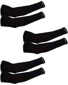 Antibacterial Arm Sleeves Multi-Purpose (Gym, Cricket, Football, Tennis, Basket Ball, Cycling) (Pack of 3) (Black)