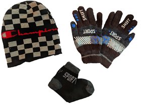 Minha Fashion Women Solid Winter Combo Of Wollen Cap, Gloves and Ankle Socks