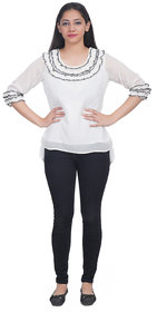 Chiffon Top (YES TEN) White High Low Top (32)