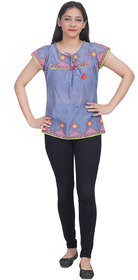 Cotton Printed Top (Blue) (32)