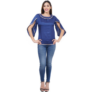 SanToon (Dark Blue) GeorGette Top