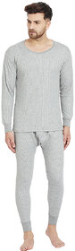 Odoky Men's Grey Thermal Long Sleeve Vest Men Set