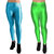 HOMESHOP Shiny lycra leggings for women and girls (Pack of 2) Parrot Green Skyblue