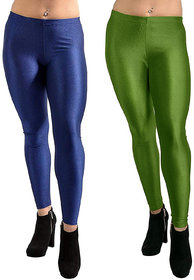 HOMESHOP Shiny lycra leggings for women and girls (Pack of 2) NavyBlue Mehandi