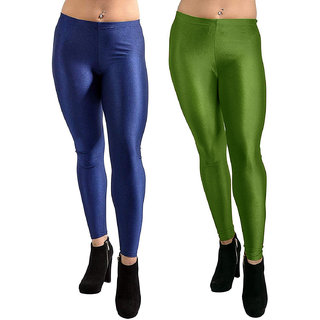 HOMESHOP Shiny lycra leggings for women and girls (Pack of 2) NavyBlue Mehandi