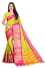 SVB Sarees Yellow And Pink Colour Embellished Saree