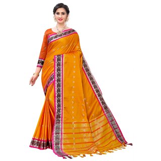 SVB Sarees Orange Colour Embellished Saree