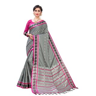 SVB Sarees Silver Colour Embellished Saree