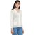 PEACH SMILE Casual Wear Full Sleeve self design V-Neck Cardigan For Women White