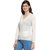 PEACH SMILE Casual Wear Full Sleeve self design V-Neck Cardigan For Women White