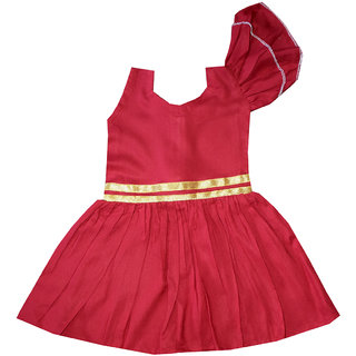 Flora Self Design Rayon Baby girls  Girls Frocks