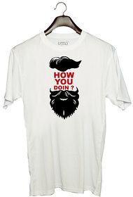 UDNAG Unisex Round Neck Graphic 'Beared | How you doing' Polyester T-Shirt White