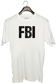 UDNAG Unisex Round Neck Graphic 'FBI' Polyester T-Shirt White
