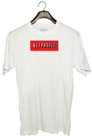 UDNAG Unisex Round Neck Graphic 'Profit | Netprofit' Polyester T-Shirt White