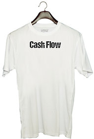 UDNAG Unisex Round Neck Graphic 'Money | Cash Flow' Polyester T-Shirt White
