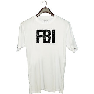 UDNAG Unisex Round Neck Graphic 'FBI' Polyester T-Shirt White
