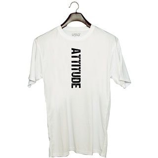 UDNAG Unisex Round Neck Graphic 'Attitude' Polyester T-Shirt White