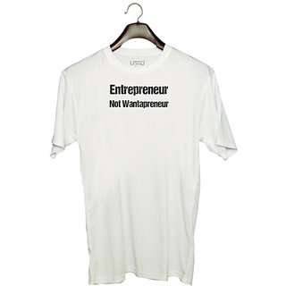 UDNAG Unisex Round Neck Graphic 'Entrepreneur | Entrepreneur not wantaprenuer' Polyester T-Shirt White