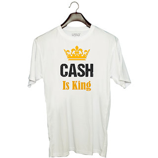 UDNAG Unisex Round Neck Graphic 'King | Cash is King' Polyester T-Shirt White