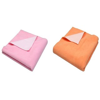 Magic Dry Crib Mattress Protector Bed Protector For Kids, Baby Pink and Peach - Pack of 2 (Large Size)