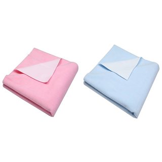 Magic Dry Crib Mattress Protector Bed Protector For Kids, Baby Pink and Sky Blue - Pack of 2 (Large Size)