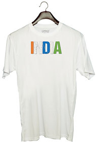 UDNAG Unisex Round Neck Graphic 'Independence Day Republic Day  INDIA' Polyester T-Shirt White