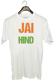 UDNAG Unisex Round Neck Graphic 'Independence Day  Jay Hind' Polyester T-Shirt White