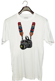 UDNAG Unisex Round Neck Graphic 'Cameraman | DSLR Camera' Polyester T-Shirt White