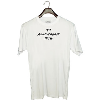 UDNAG Unisex Round Neck Graphic '7th Anniversary' Polyester T-Shirt White