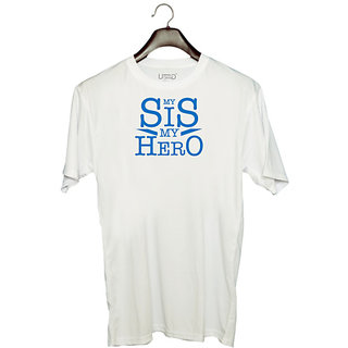 UDNAG Unisex Round Neck Graphic 'Brother Sister | My Sis my Hero' Polyester T-Shirt White