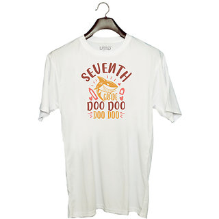 UDNAG Unisex Round Neck Graphic 'School Teacher | 7th grade doo doo' Polyester T-Shirt White