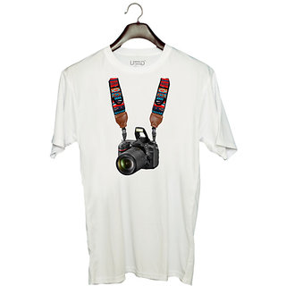 UDNAG Unisex Round Neck Graphic 'Cameraman | DSLR Camera' Polyester T-Shirt White
