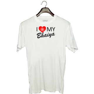 UDNAG Unisex Round Neck Graphic 'Brother Sister | I love my Bhaiya' Polyester T-Shirt White