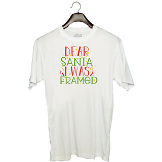 UDNAG Unisex Round Neck Graphic 'Christmas Santa | dear santa i was framed' Polyester T-Shirt White