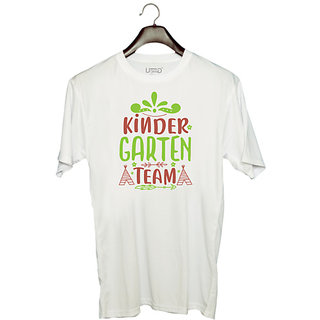 UDNAG Unisex Round Neck Graphic 'Kindergarten | kindergarten team' Polyester T-Shirt White
