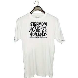 UDNAG Unisex Round Neck Graphic 'Mother | Stepmom of the bride' Polyester T-Shirt White