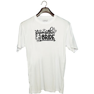 UDNAG Unisex Round Neck Graphic 'Mother | Stepmother of the bride' Polyester T-Shirt White