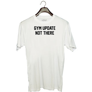 UDNAG Unisex Round Neck Graphic 'Gym | Gym Update' Polyester T-Shirt White