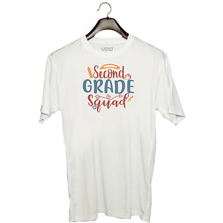 UDNAG Unisex Round Neck Graphic 'School | second grade squad' Polyester T-Shirt White
