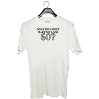 UDNAG Unisex Round Neck Graphic 'Shirt | does this shirt make me look 2' Polyester T-Shirt White