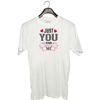 UDNAG Unisex Round Neck Graphic 'Love | just you and me' Polyester T-Shirt White