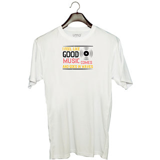 UDNAG Unisex Round Neck Graphic 'Music | I feel like good music comes and goes in waves' Polyester T-Shirt White