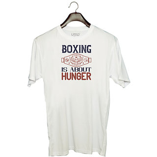 UDNAG Unisex Round Neck Graphic 'Boxing | Boxing is about hunger' Polyester T-Shirt White